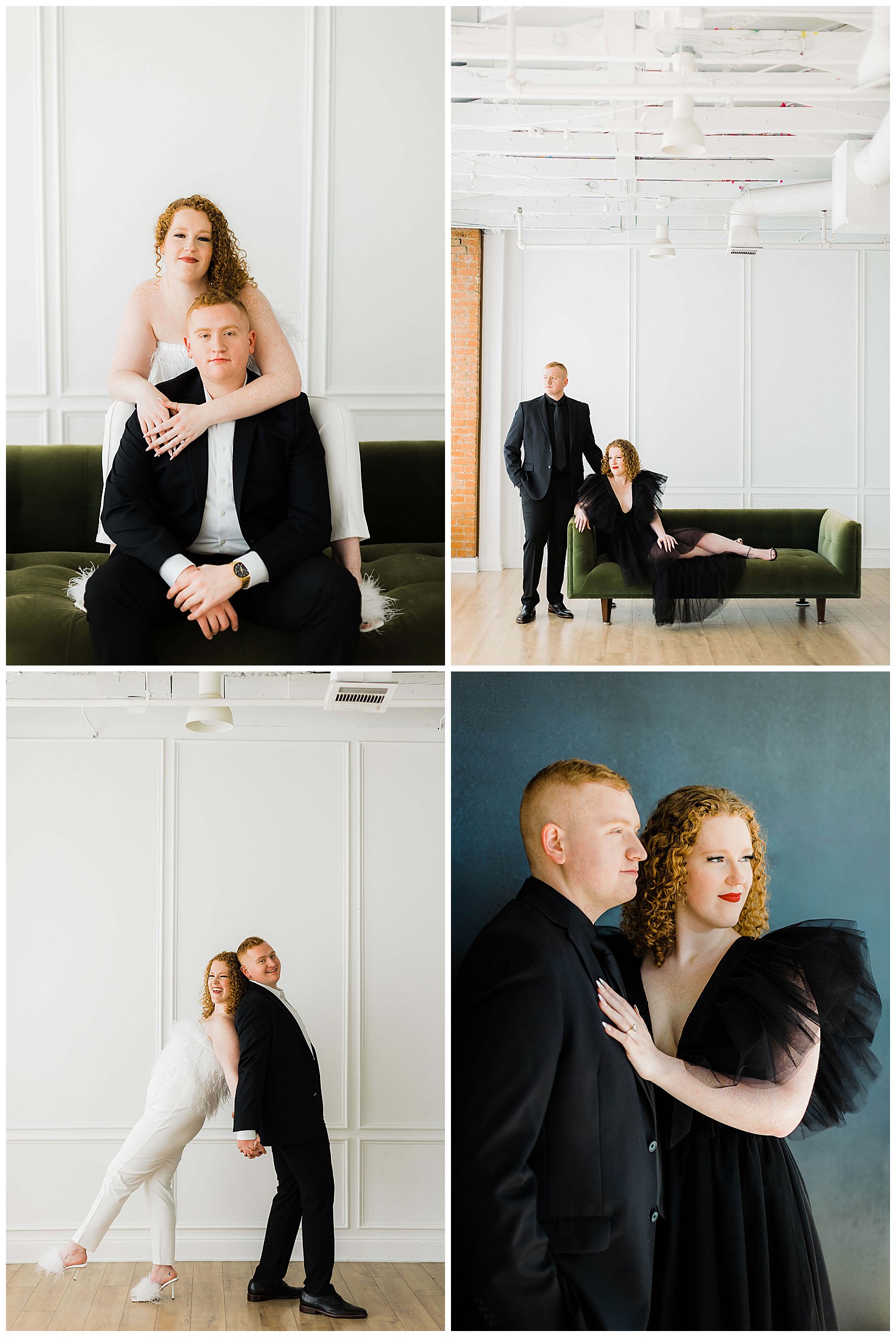 The Lumen Room engagement session in a natural light studio
